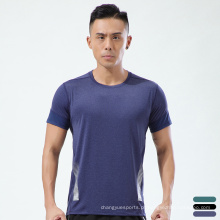 A camiseta leve e reflexiva de usar camiseta elástica de alta qualidade, camiseta de gola o treino de homens para esportes